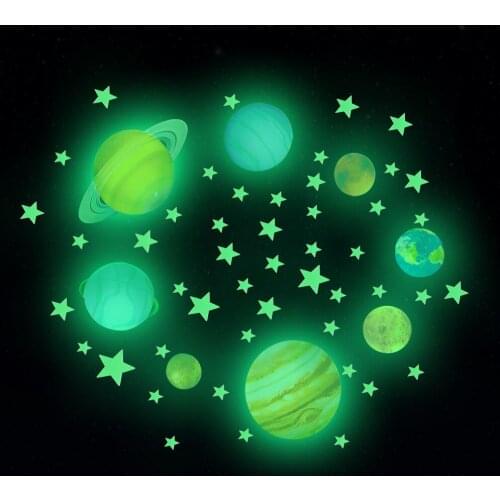 Glow in The Dark Stars, Glowing Stars for Ceiling, Star Wall Decals Solar System Space Galaxy Planets Wall Stickers for Kids