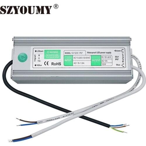 SZYOUMY 12V IP67 Waterproof Power Supply 120w LED Driver Transformer Adapter For Led Lights