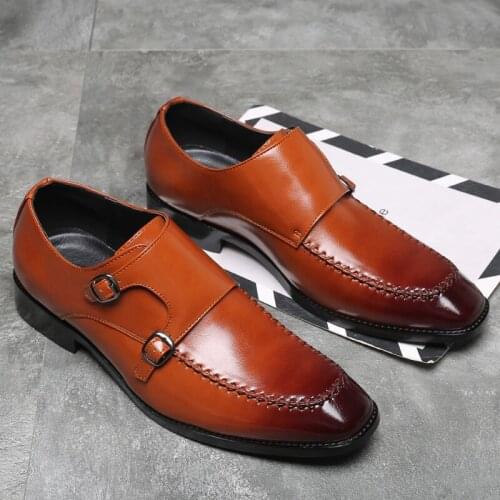 Brand Patent Leather Men Loafers Wedding Party Dress Shoes Black Monk Strap Casual Fashion Men Slip On Shoes