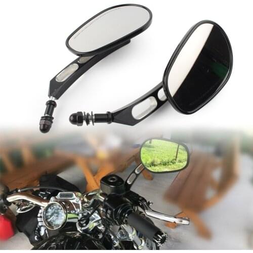 Gloss Black Motorcycle Side Mirror Edge Cut Rearview Mirrors For Haley Sportster 883 XL1200 Softail Touring Dyna 2Pcs