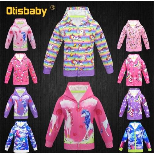 Winter Girl Unicorn Jacket Sweatshirts for Girls Coat Hoodie Child Sweatshirt Kids Horse Clothes Boys Hoodies Pony Outerwear
