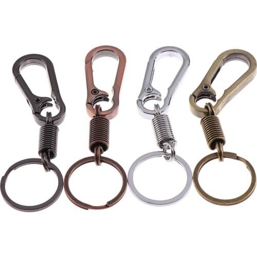 1PC Key Ring Spring Gourd Buckle Belt Clip Loop Metal Key Chain Men Fashion Car-styling Stainless Steel Car Keychain