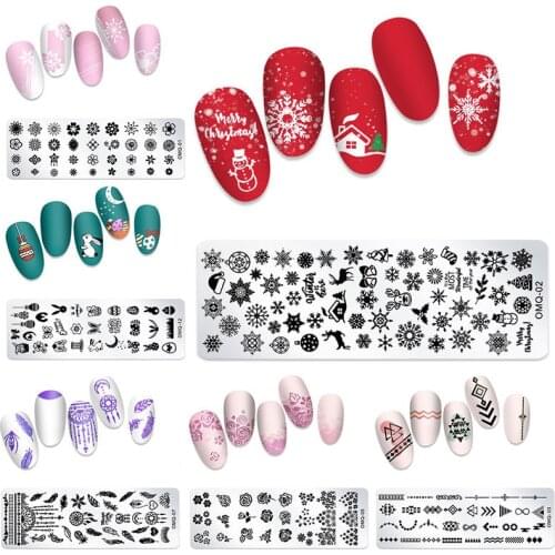 1pcs Snowflake Nail Art Templates Stamping Plate Design Flower Animal Glass Christmas Lace Stamp Templates