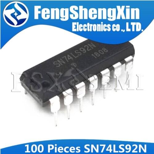 100PCS HD74LS92P DIP14 HD74LS92 DIP SN74LS92N 74LS92 SN74LS92 DIP-14 DECADE COUNTER IC