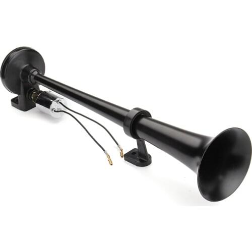 12-24V 150dB Signal Air Horn Single Long Tube Black Car Air Horn Super Loud Single Trumpet Speaker for Boat Train Autombiles