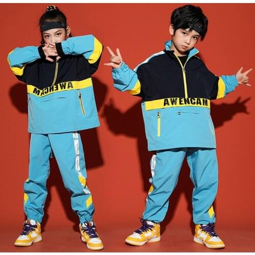 2021 Children Hip Hop Dance Costumes For Kids Long Sleeved Loose Hiphop Outfits Jazz Performance Costumes Rave Clothes DQS6761