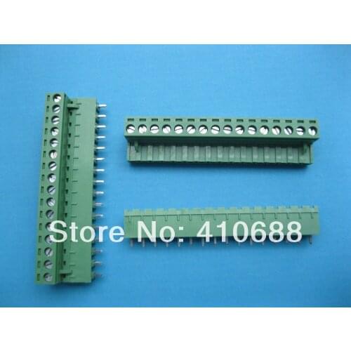 60 Pcs 16 way/pin Pitch 5.08mm Screw Terminal Block Connector Pluggable Type Green 2EDCK-2EDCV-5.08