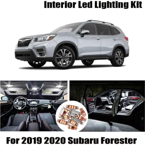 8 Bulbs White Error Free Canbus Car LED Reading Dome Map Light Interior Kit For Subaru Forester 2019 2020 License Plate Lamp