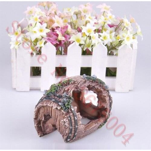 Aquarium Artificial Wine Barrel Fish Tank Decorations/Ornament, Aquarium Retro Resin Landscaping Accessories Reproduction House