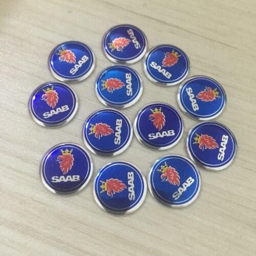 2-20pcs Car Accessories Aluminum 14mm SAA-B Badge Car key remote control decoration Sticker 9-3 9-5 93 95 900 9000 Sweden Deca