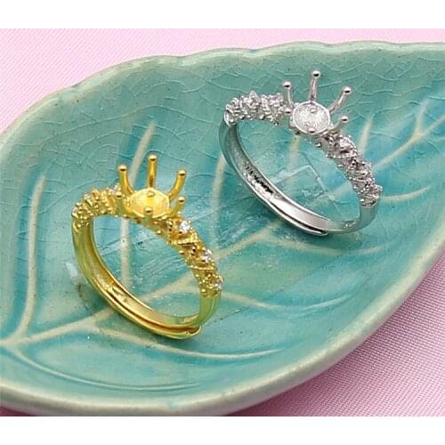 Fashion Crown Style Ring Mountings Base Findings Component Jewelry Settings Parts for Pearls Stones Crystal Agate Coral