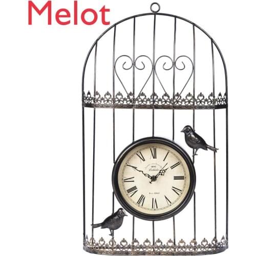 Retro Birdcage Mute Creative Wall Clock Living Room Antique Nostalgic Craft Clock Bedroom Fashion Pocket Watch