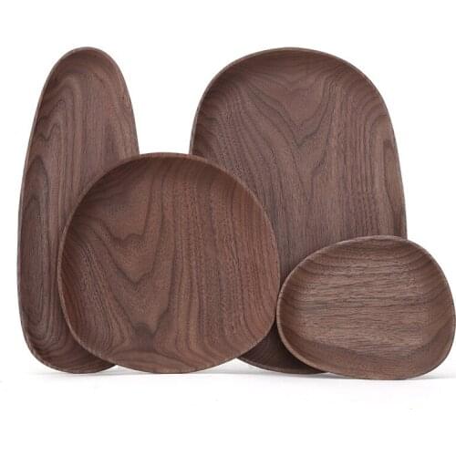 Wooden Plate Irregular Oval Wooden Plate Solid Wood Pan Plate Fruit Dishes Saucer Tea Tray Dessert Dinner Plate Tableware Set