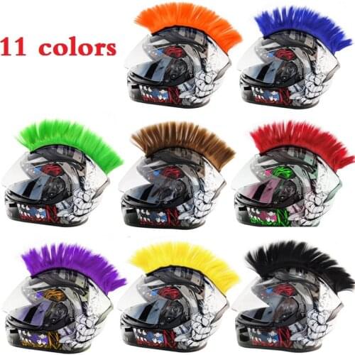 DIY Helmet Mohawk Hair Wigs Skinhead Wig Hair Patches Hairpiece for Bicycle Motorcycle Cycling Scooters Snowboard Cosplay