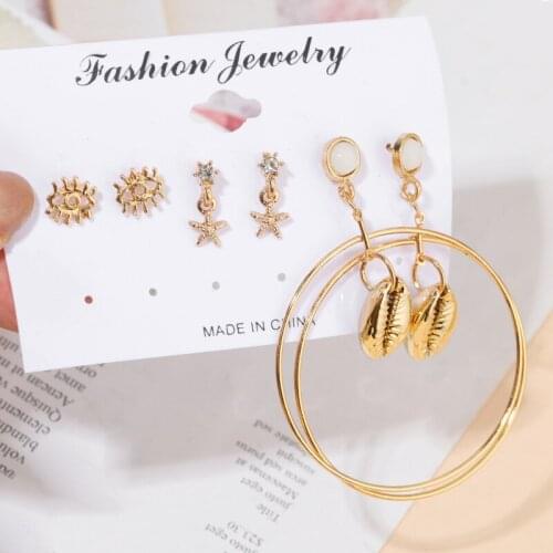 European And American Fashion New Earrings Wild Net Red Starfish Shell Big Earring Set Earrings Womens Clothing Manufacturer