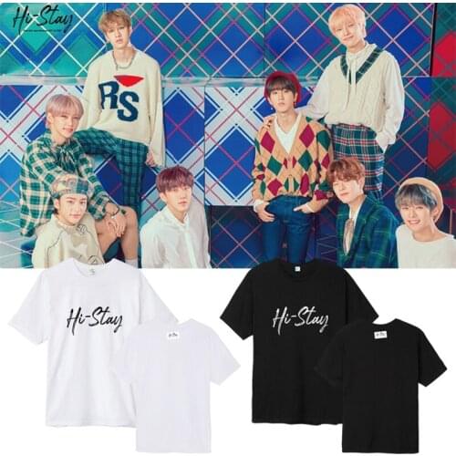 Kpop bangtan boys Straykids Hi-STAY album men short sleeve T-shirt woman Bottoms t shirt
