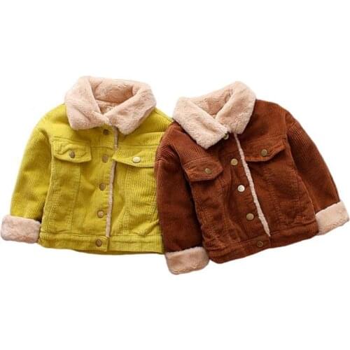Thick Warm Boys Girls Corduroy Coat Plus Velvet Jackets Outerwear 2021 New Autumn Winter Children Clothes Baby Kids Wool Coats