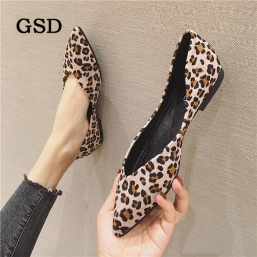 New Leopard Women Flats Spring Autumn Pointed Toe Flat Casual Shoes Woman Slip On Comfortable Office Work Women Shoes Footwear