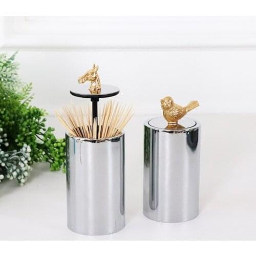 Nordic style 2021 New Horse Fruit Fork Birdie Toothpick box High quality Metal Cleaning Teeth Gadget storage Case Gift