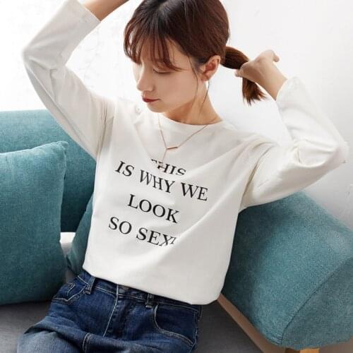 High New Sexy lettered count cotton crew neck T shirt loose retro fashion T shirt