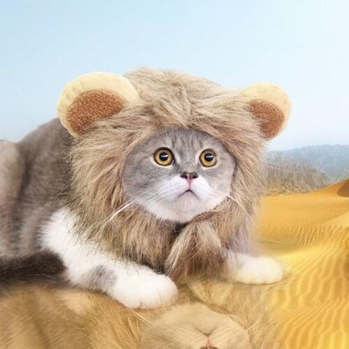Pet Clothes Cat Wig Lion Mane Costume Cosplay Cat Dog Cap Hat Fancy Dress Clothes Wig with Ears Party Pet Supplies