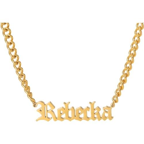 3UMeter Custom Name Necklace Personality Customized Old English Nameplate Necklaces Stainless Steel Women Gift Jewelry