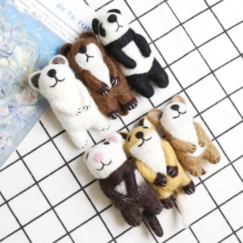 Cute Animal Brooch Handmade Finished Wool Felt Panda Fox Hamster Girl Clothes Decoration Bag Pendant