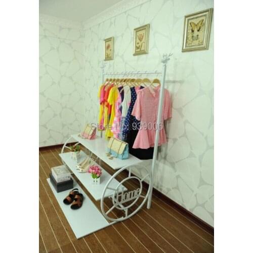 Men and women fashion clothing racks display shelf Wrought iron clothes rack