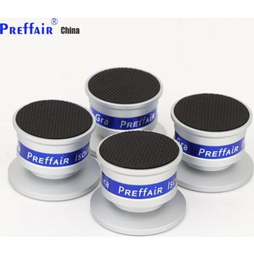 Preffair SP4533 High Quality 4PCS Aluminium Black & silver Shockproof Spike+Pad Isolation Stand HiFi Amplifiers