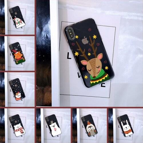 Christmas Cat Cute Dog Fox Rabbit Bear Phone Cases For iPhone 6 S 6S 7 8 X XR XS Max Silicone Cover For iPhone 6 S 6S 7 8 Plus
