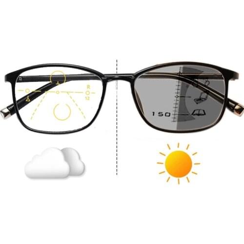 Progressive Multifocal Reading Glasses Photochromic Men Women Anti Blue Light Presbyopic Glasses Flexible Tr90 Full Frame +1.5
