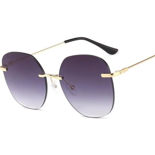 Transparent Red Yellow Sunglasses Designer Brand Trendy Luxury Square Round Sun Glasses Metal Clear Lens Rimless Eyewear