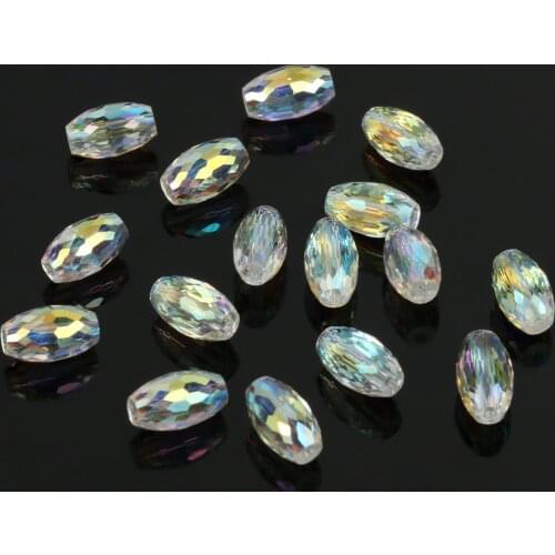 11x6mm Cylindrical Shape Transparent AB Color Plated Glass Crystal Beads Loose Beads for Jewelry Making DIY Handmade Bracelet