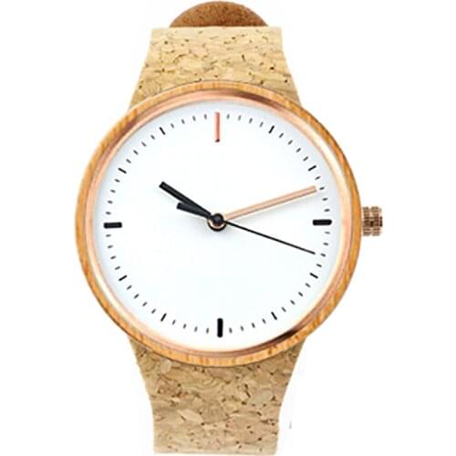 Dropship Bamboo Wood Wrist Watches Womens Customized Minimalist Cork Leather Strap Wooden Wristwatches