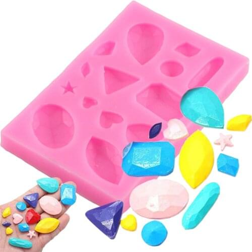Diamond Gem Shaped Silicone Fondant Cake Decorating Mold Epoxy Resin Chocolates Molds Baking Tools Kitchen Accessories