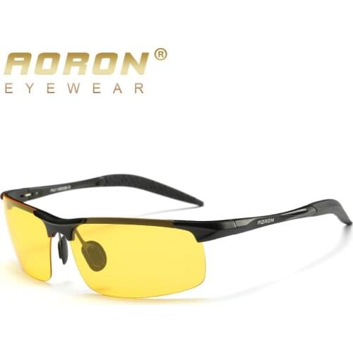 AORON Aluminum Night Vision Polarized Sunglasses Men Brand Goggles UV400 Glasses Male Eyewear