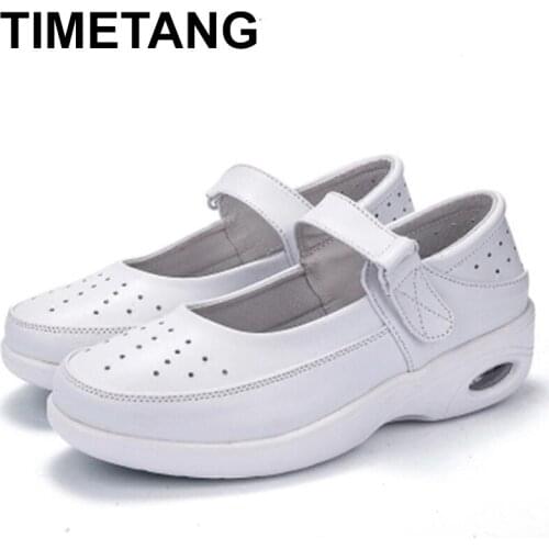 TIMETANG Women Sneakers Hollow Breathable Slimming Shoes New Wedge Cushioning Hook&Loop Female Espadrille Sport Swing ShoesE792