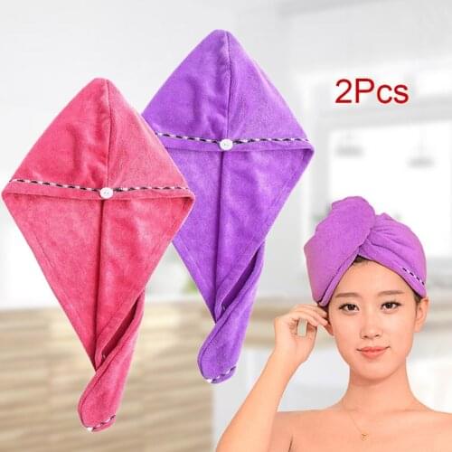 2Pcs Multifunctional Soft Hair Drying Towel Ultra Water Absorbent Twist Turban Drying Cap Hair Wrap FBE3