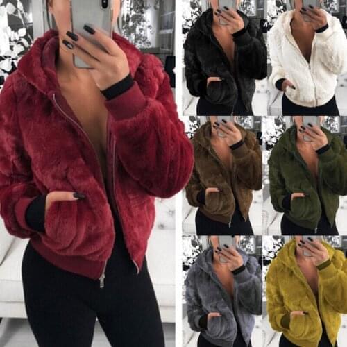 Outerwear & Jackets Women Plush Jackets Winter Hooded Coats Female Pockets Coat Outwear Womens casaco 2021
