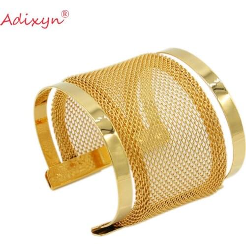 Adixyn Dubai Hollow Bracelet Gold Color Bangles For Women African Middle east Arab Jewelry Wedding Gifts N10168