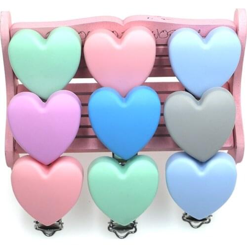 Kovict 10/20/50Pcs Heart Shaped Silicone Pacifier Clips Baby Nursing Necklace Safe Toys Accessories DIY Pacifier Chain Clamps
