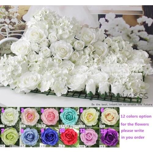 White 10pcs/lot Artificial silk rose flower wall wedding backdrop decoration flower runner wedding stage decoration TONGFENG