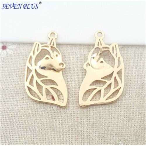 2017 newest design 10 Pieces/Lot 20mm*35mm high quality hollow out pet dog huskie dog animal Charm Pendant for DIY making