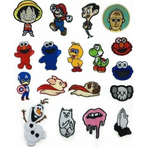 50pcs/Lot Cute Cartoon Cloth Stickers Embroidery Patches Letters Clothing Decoration Accessories Diy Iron Heat Transfer Applique
