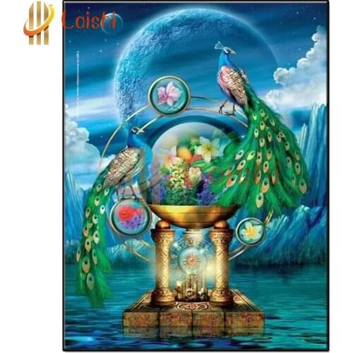 5D DIY full square diamond painting Animal art, night, peacock mosaic diamond rhinestone embroidery cross stitch home decor