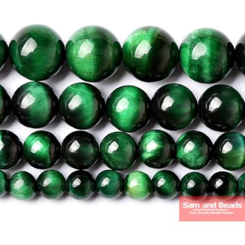 Free Shipping Natural Stone Green Tiger Eye Beads 16" Strand 6 8 10 12MM Pick Size GTB01