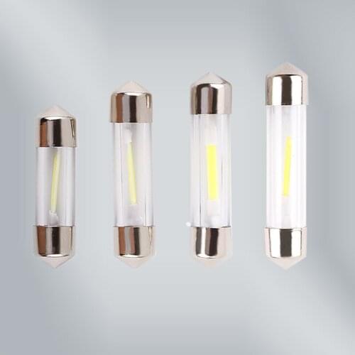 C5W COB Led Car Interior Bulbs 31mm 36mm 39mm 41mm Glass Lens Festoon Dome Reading Light Source 12V White Double Tip Lamp D040