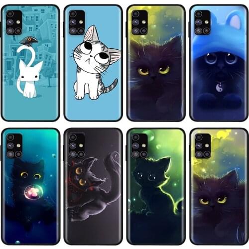 Cute cat cartoon For Samsung Note 20 10 8 9 M02 M31 S M60S M40 M30 M21 M20 M10S F62 M01 Ultra Pro Plus Phone Case