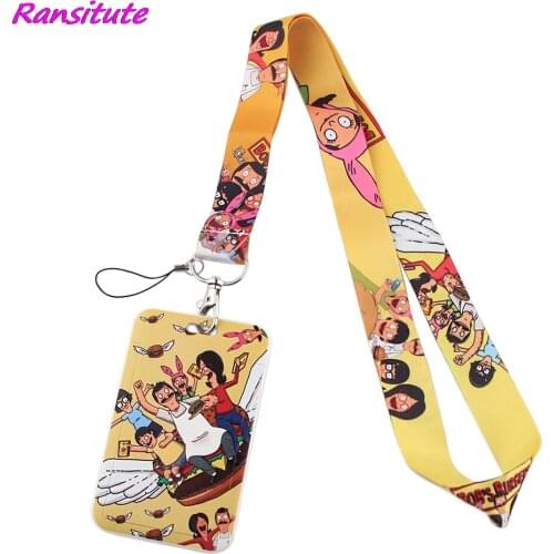 Ransitute R1646 Cartoon Fashion Lanyards ID Badge Holder Bus Pass Case Cover Slip Bank Credit Card Holder Strap Cardholder