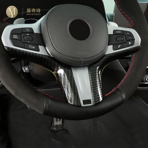 For BMW G01 G30 G31 G32 Car steering wheel decorative frame interior trim cover Sticker Series 5 6 GT X3 Carbon Fiber Decoration